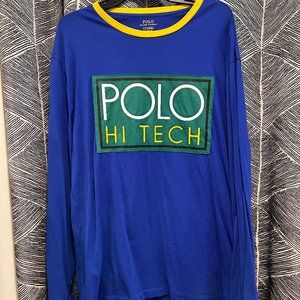 Polo Ralph Lauren Blue Hi Tech Long Sleeve T Shirt Classic Fit Men Size Large
